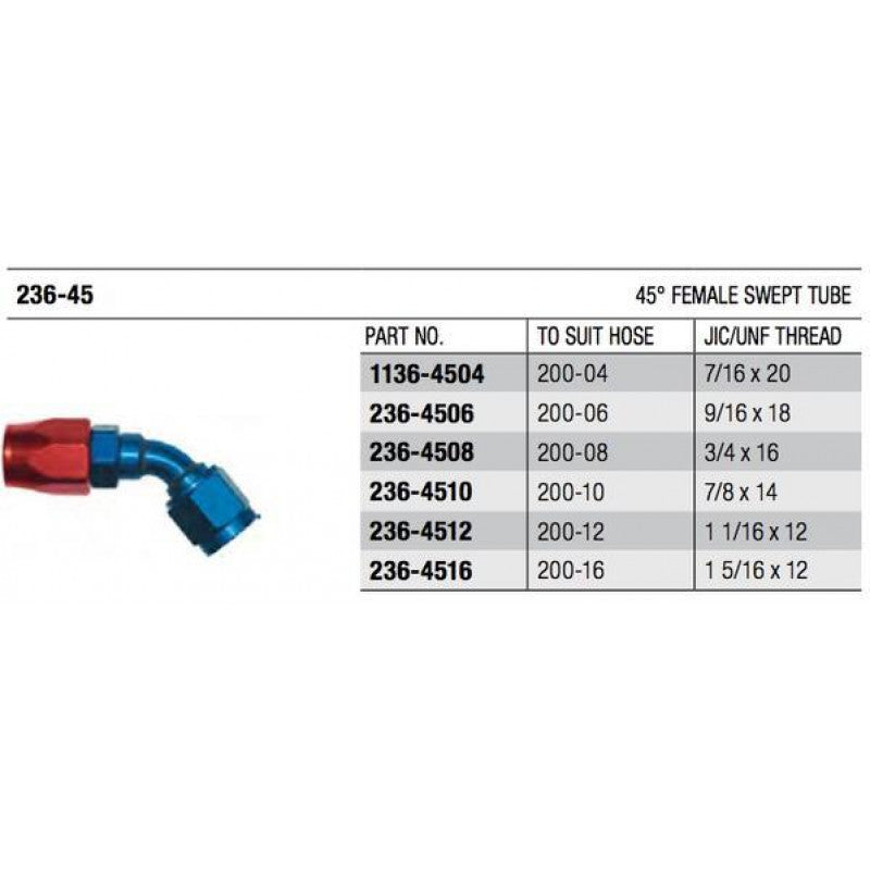 Goodridge 200 Series 45° Swept Cutter Fitting